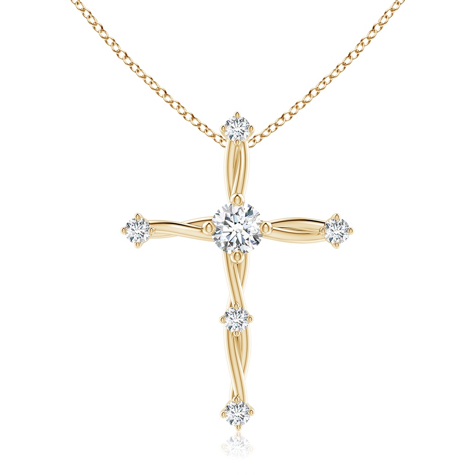 5.4mm FGVS Lab-Grown Diamond Braided Cross Pendant in Yellow Gold 