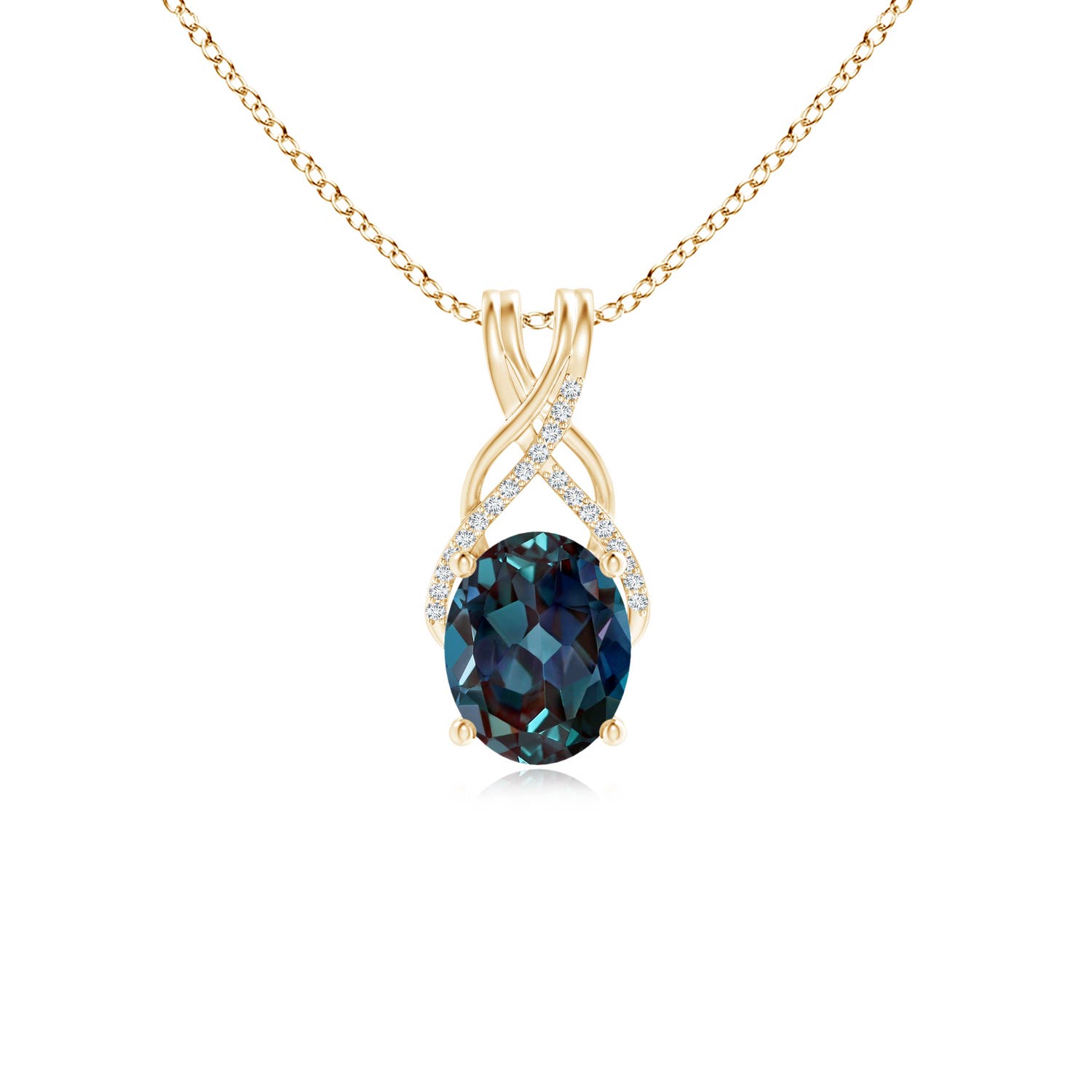 Yellow Gold Lab Grown Alexandrite Necklaces & Pendants