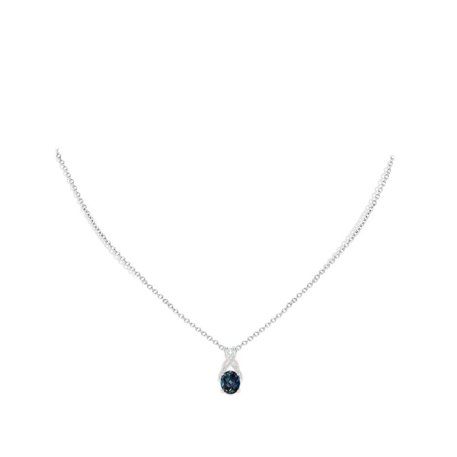 10x8mm Labgrown Oval Lab-Grown Alexandrite Criss Cross Pendant with Diamonds in P950 Platinum pen