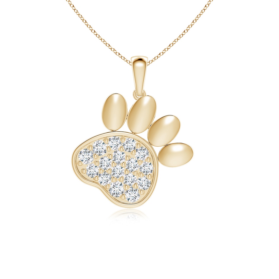 2.6mm FGVS Lab-Grown Pavé-Set Diamond Paw Print Pendant in Yellow Gold 