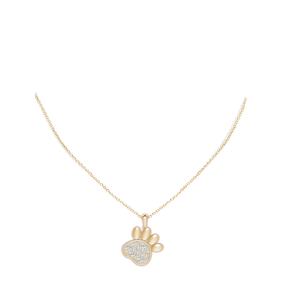 2.6mm FGVS Lab-Grown Pavé-Set Diamond Paw Print Pendant in Yellow Gold pen