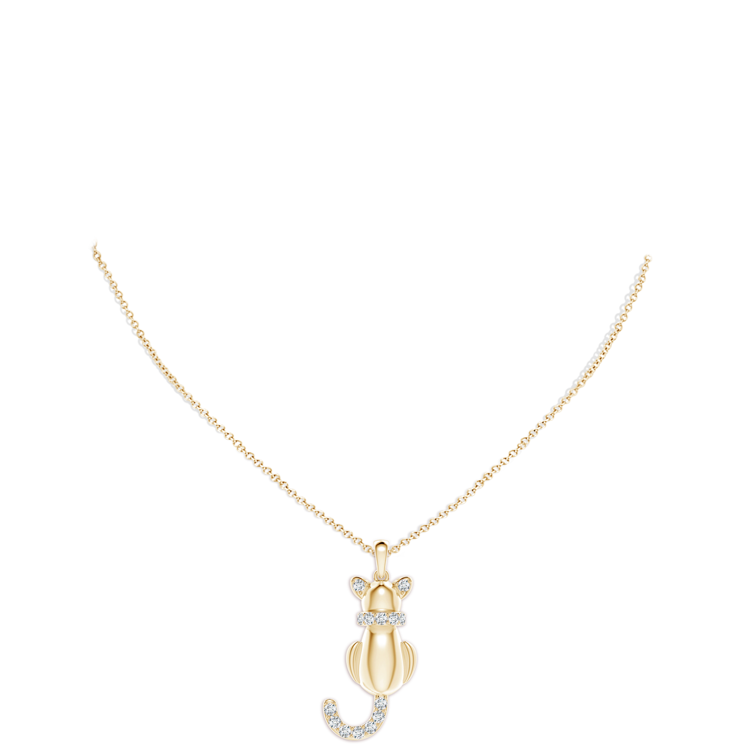 2.3mm FGVS Lab-Grown Classic Diamond Cat Pendant in Yellow Gold - body_neck