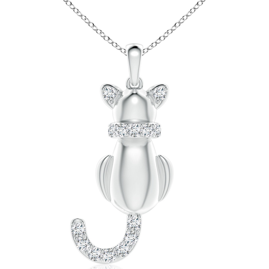 2.6mm FGVS Lab-Grown Classic Diamond Cat Pendant in S999 Silver 