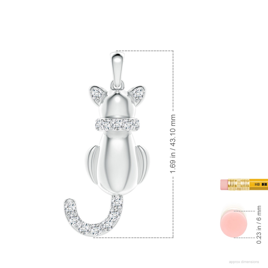 2.6mm FGVS Lab-Grown Classic Diamond Cat Pendant in S999 Silver ruler