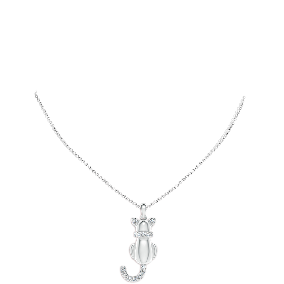 2.6mm FGVS Lab-Grown Classic Diamond Cat Pendant in S999 Silver pen
