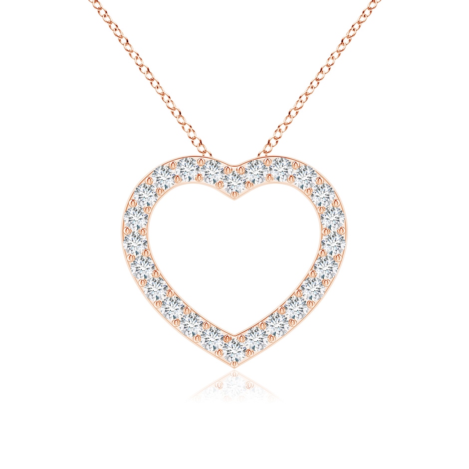 2.2mm FGVS Lab-Grown Prong-Set Diamond Open Heart Pendant in 18K Rose Gold 