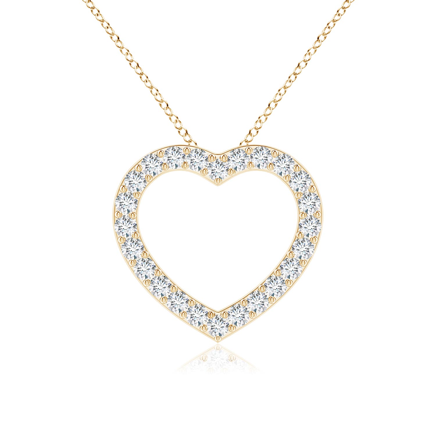 2.2mm FGVS Lab-Grown Prong-Set Diamond Open Heart Pendant in 18K Yellow Gold