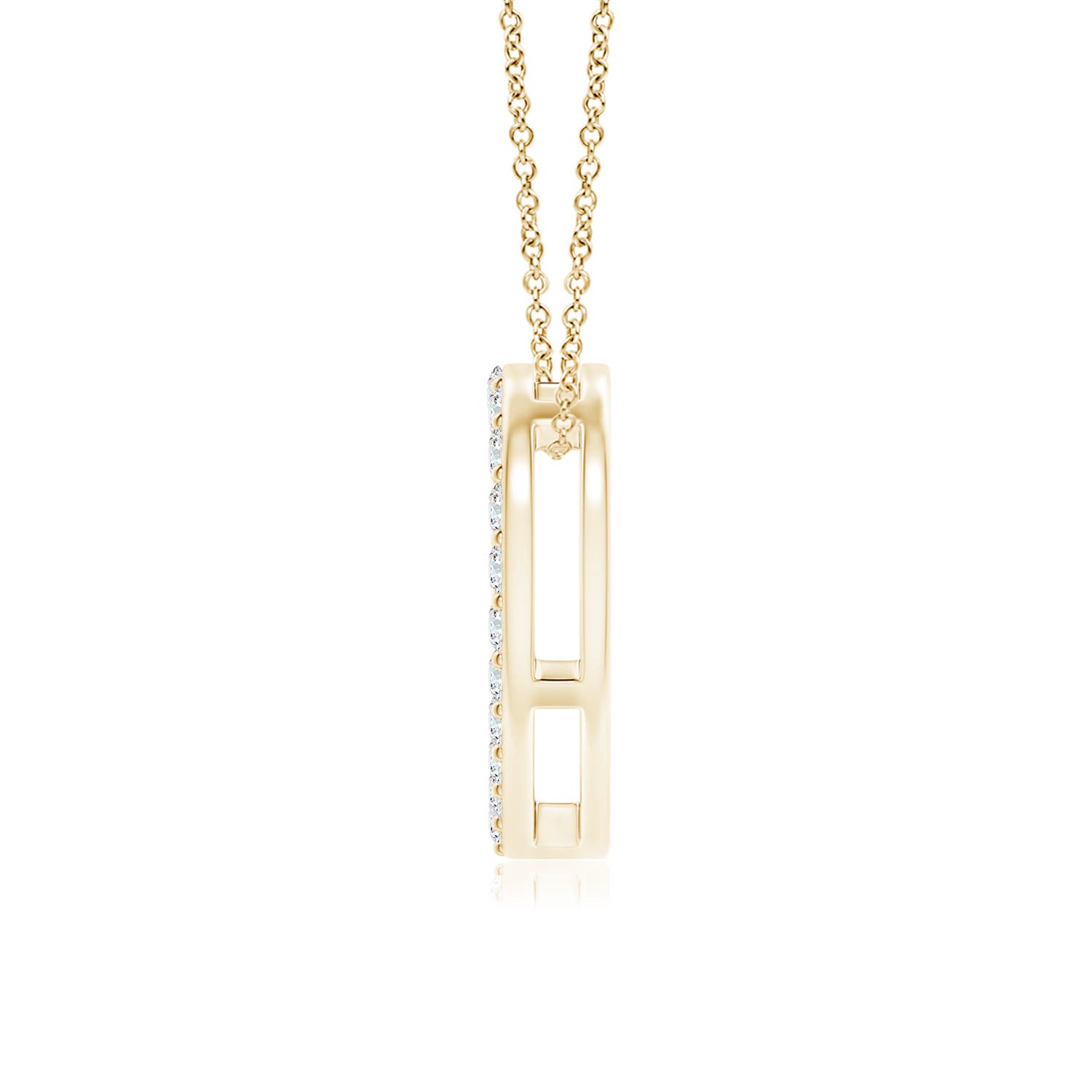 2.2mm FGVS Lab-Grown Prong-Set Diamond Open Heart Pendant in 18K Yellow Gold