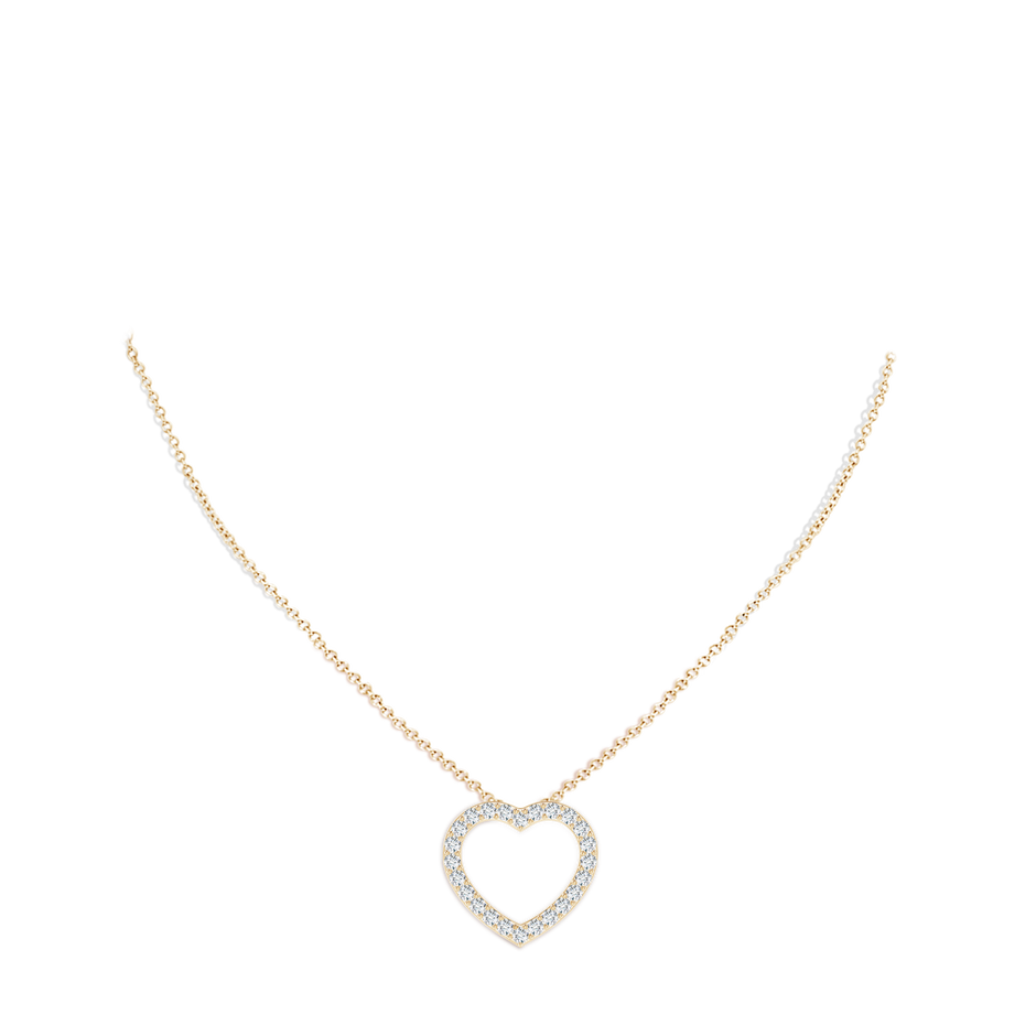 2.2mm FGVS Lab-Grown Prong-Set Diamond Open Heart Pendant in Yellow Gold pen