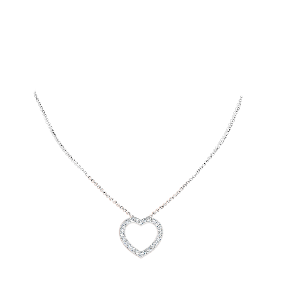 2.45mm FGVS Lab-Grown Prong-Set Diamond Open Heart Pendant in 18K White Gold pen