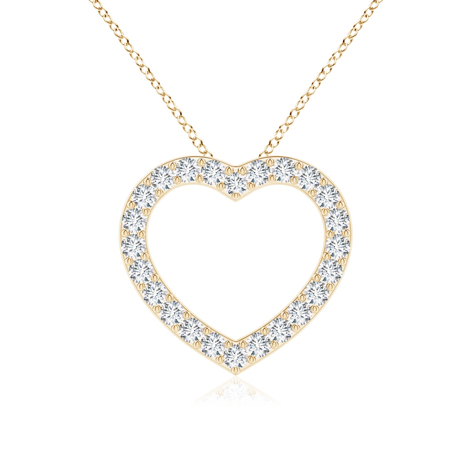 2.45mm FGVS Lab-Grown Prong-Set Diamond Open Heart Pendant in Yellow Gold 
