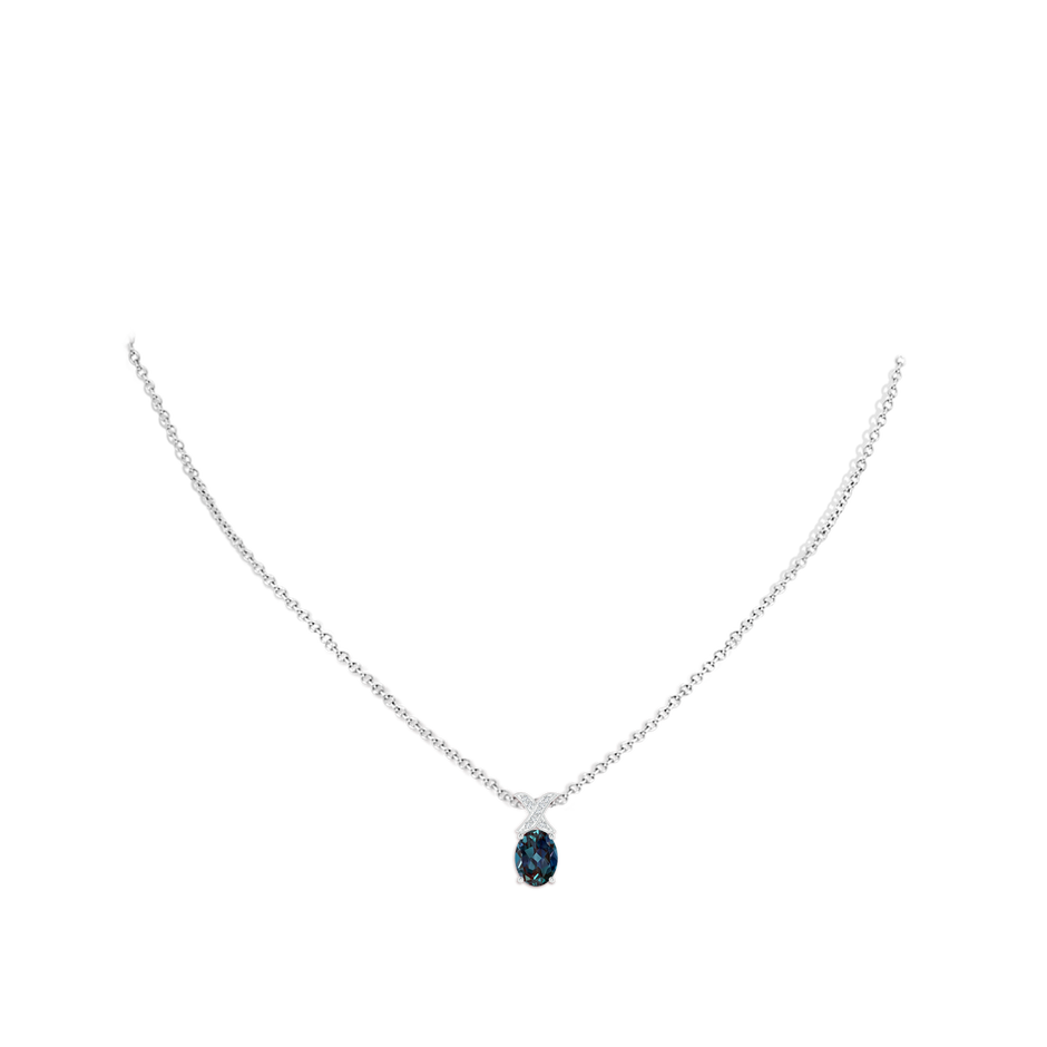 8x6mm Labgrown Oval Lab-Grown Alexandrite XO Pendant with Diamonds in 18K White Gold pen