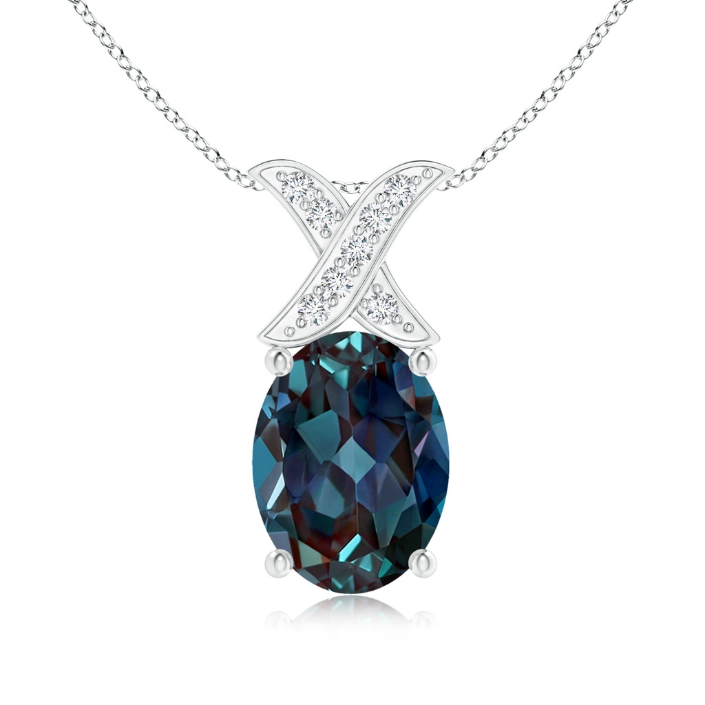 8x6mm Labgrown Oval Lab-Grown Alexandrite XO Pendant with Diamonds in P950 Platinum