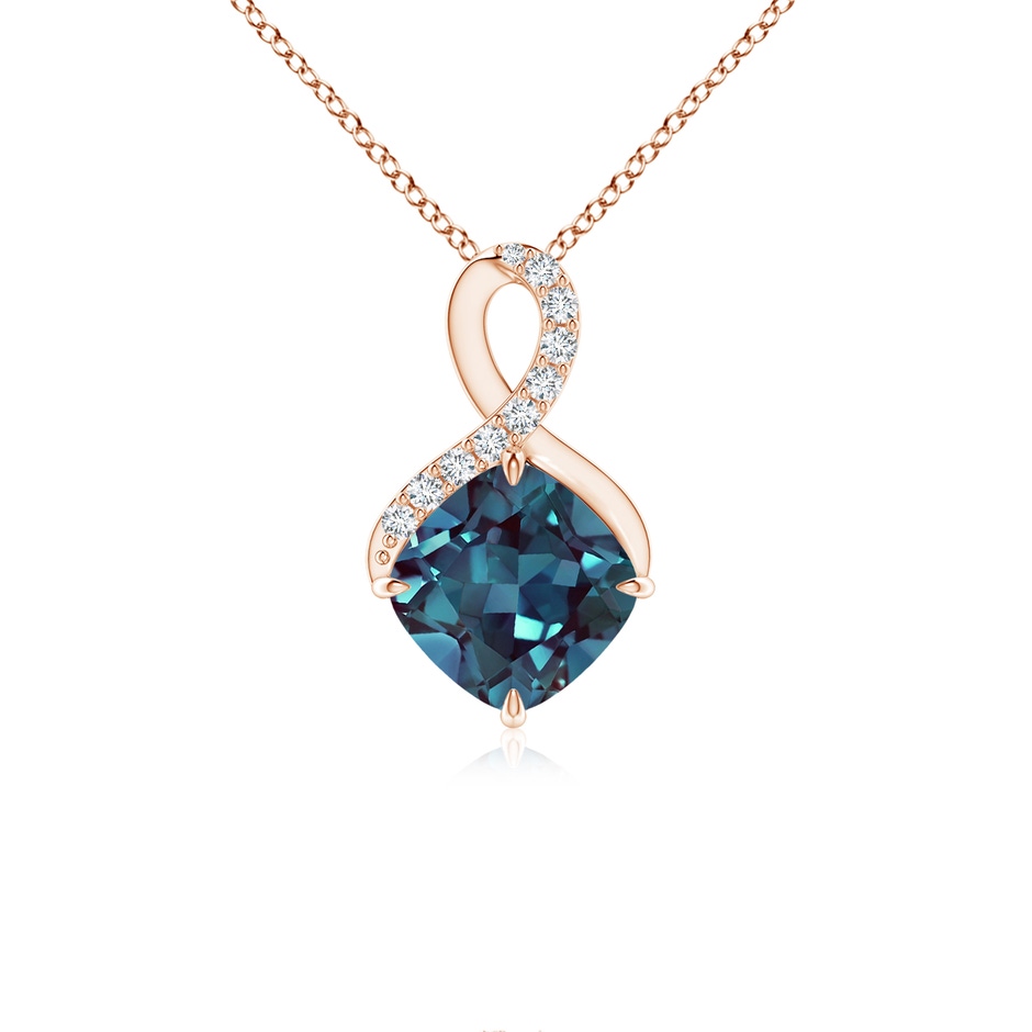 6mm Labgrown Claw-Set Lab-Grown Alexandrite Infinity Pendant with Diamonds in Rose Gold 