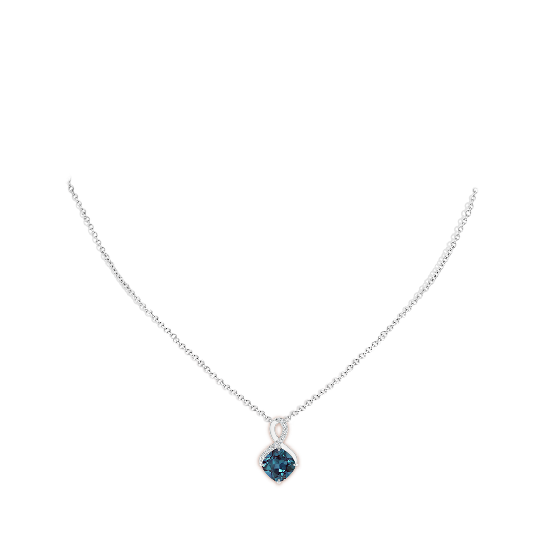 8mm Labgrown Claw-Set Lab-Grown Alexandrite Infinity Pendant with Diamonds in White Gold - body_neck