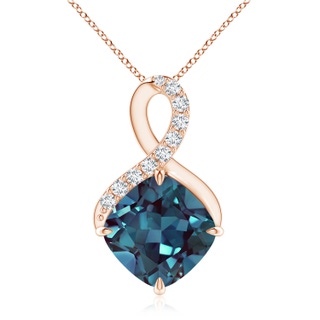 9mm Labgrown Claw-Set Lab-Grown Alexandrite Infinity Pendant with Diamonds in 18K Rose Gold