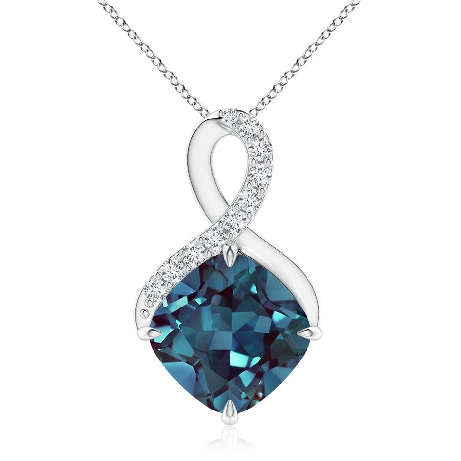 9mm Labgrown Claw-Set Lab-Grown Alexandrite Infinity Pendant with Diamonds in P950 Platinum 