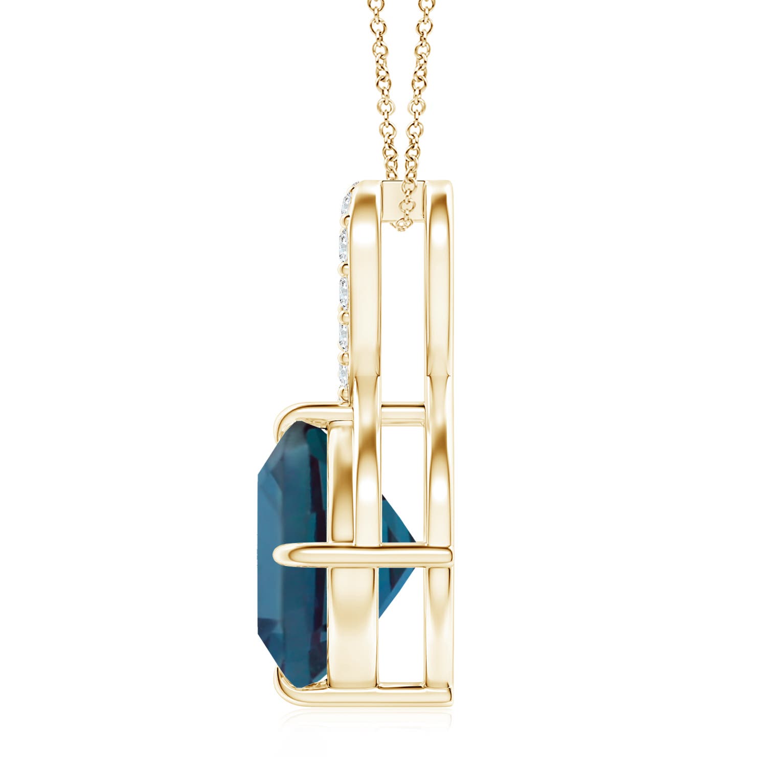 9mm Labgrown Claw-Set Lab-Grown Alexandrite Infinity Pendant with Diamonds in Yellow Gold