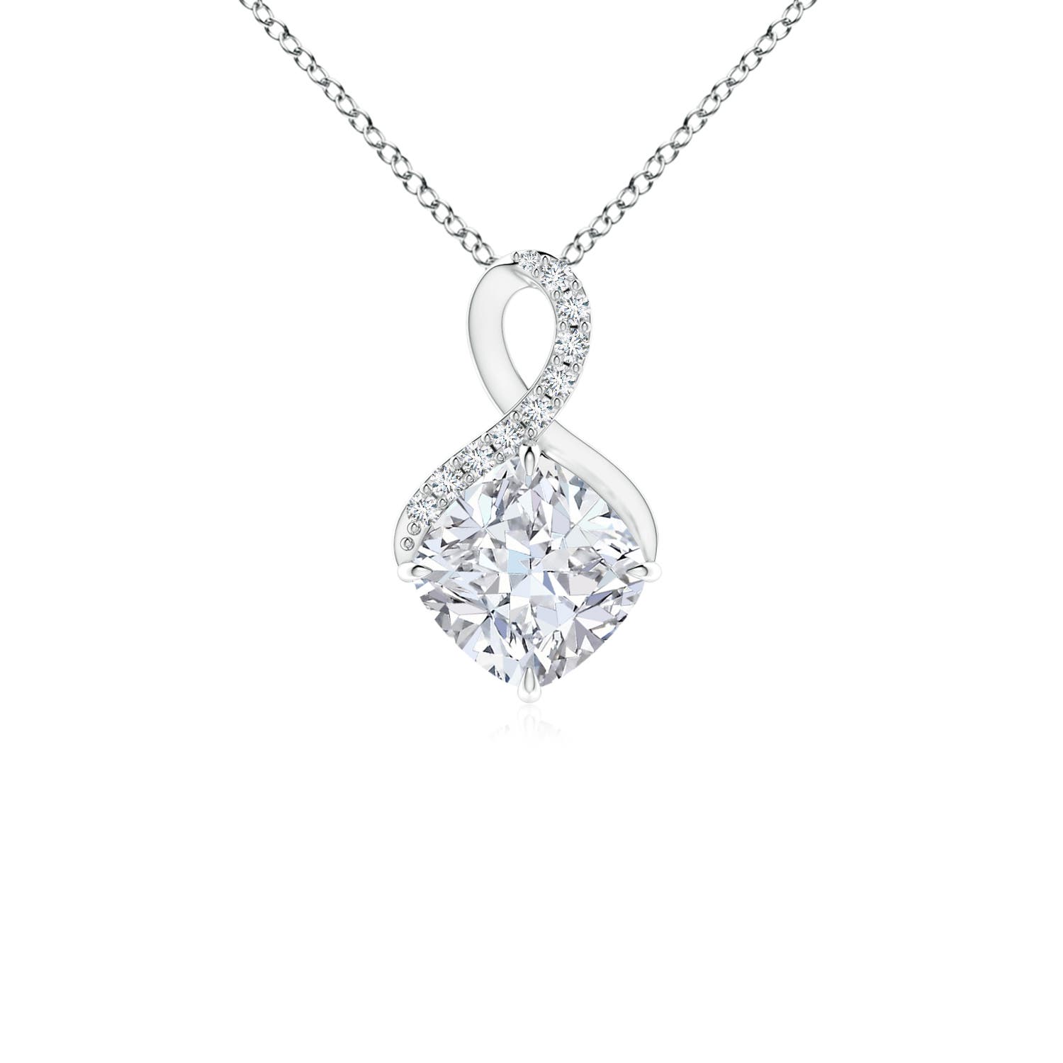 5mm FGVS Lab-Grown Claw-Set Diamond Infinity Pendant with Diamond Accents in S999 Silver