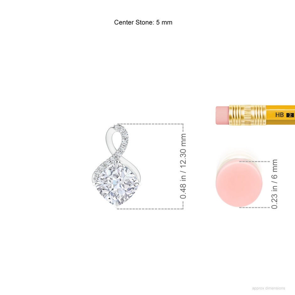5mm FGVS Lab-Grown Claw-Set Diamond Infinity Pendant with Diamond Accents in S999 Silver ruler