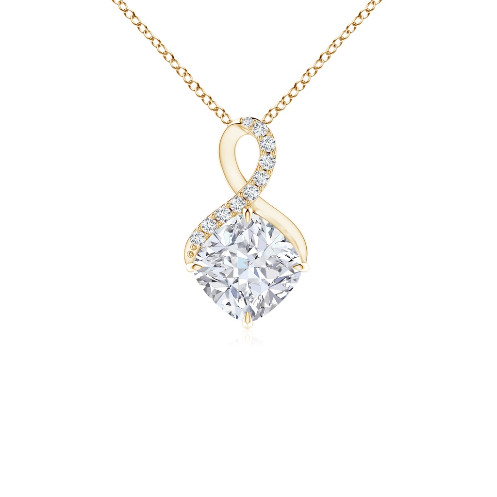 5mm FGVS Lab-Grown Claw-Set Diamond Infinity Pendant with Diamond Accents in Yellow Gold
