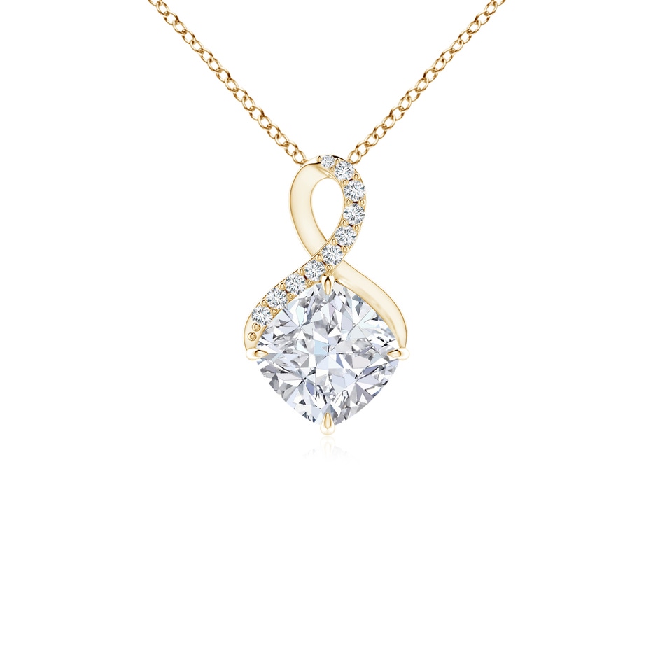 5mm FGVS Lab-Grown Claw-Set Diamond Infinity Pendant with Diamond Accents in Yellow Gold 