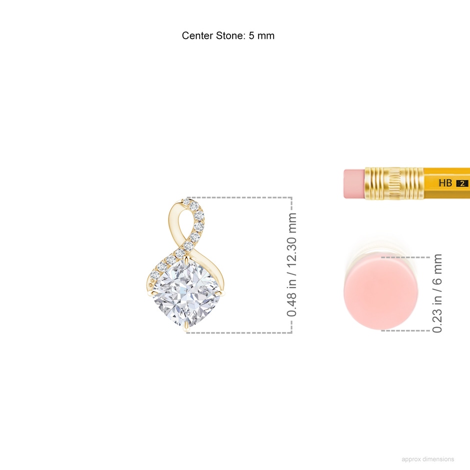 5mm FGVS Lab-Grown Claw-Set Diamond Infinity Pendant with Diamond Accents in Yellow Gold ruler