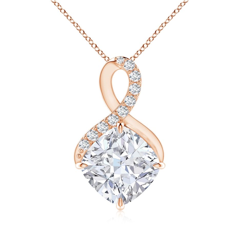 8.9mm FGVS Lab-Grown Claw-Set Diamond Infinity Pendant with Diamond Accents in Rose Gold 