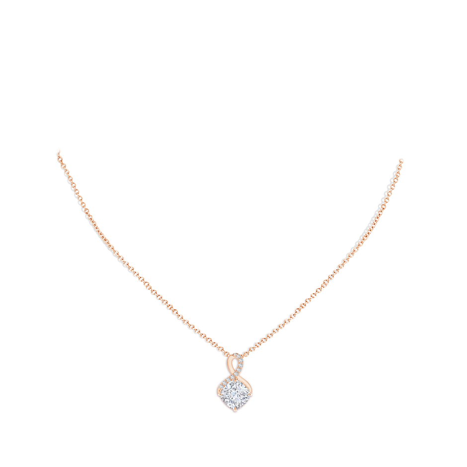 8.9mm FGVS Lab-Grown Claw-Set Diamond Infinity Pendant with Diamond Accents in Rose Gold pen
