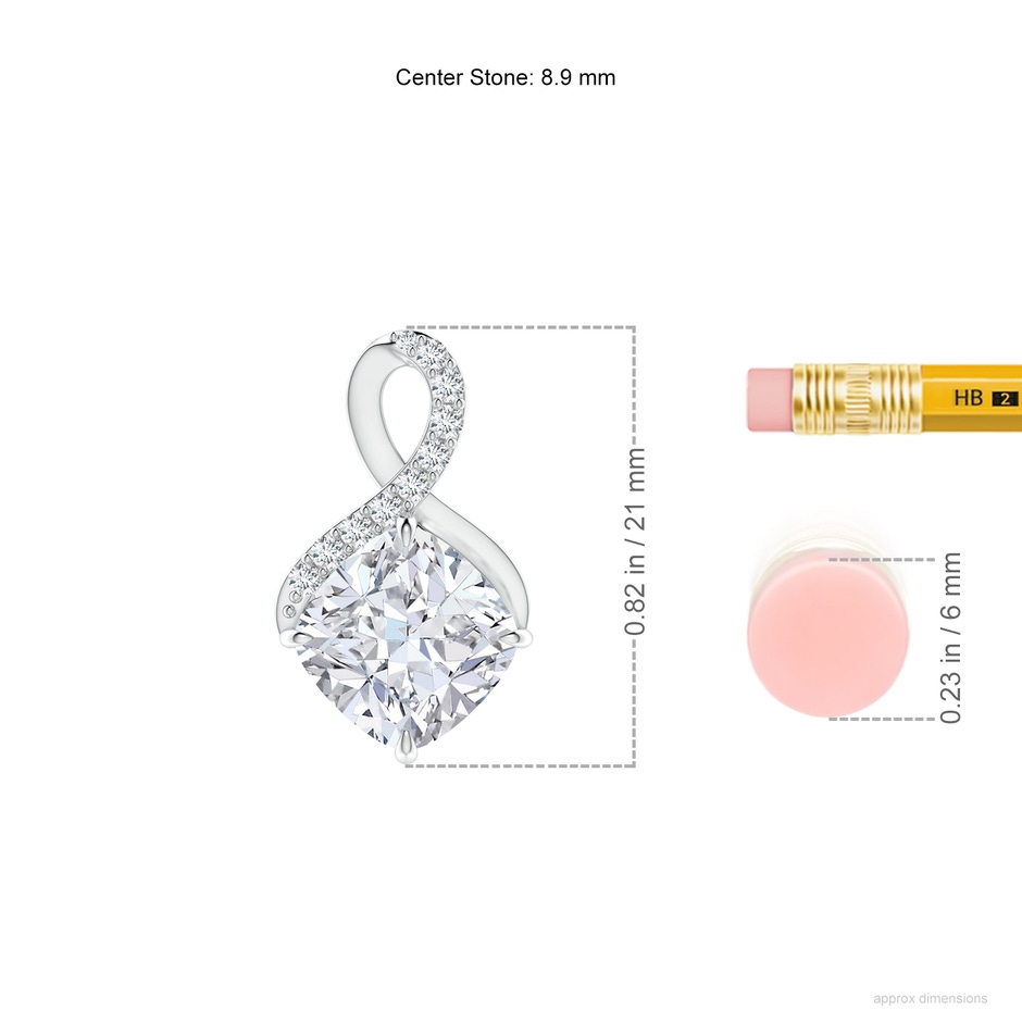 8.9mm FGVS Lab-Grown Claw-Set Diamond Infinity Pendant with Diamond Accents in S999 Silver ruler