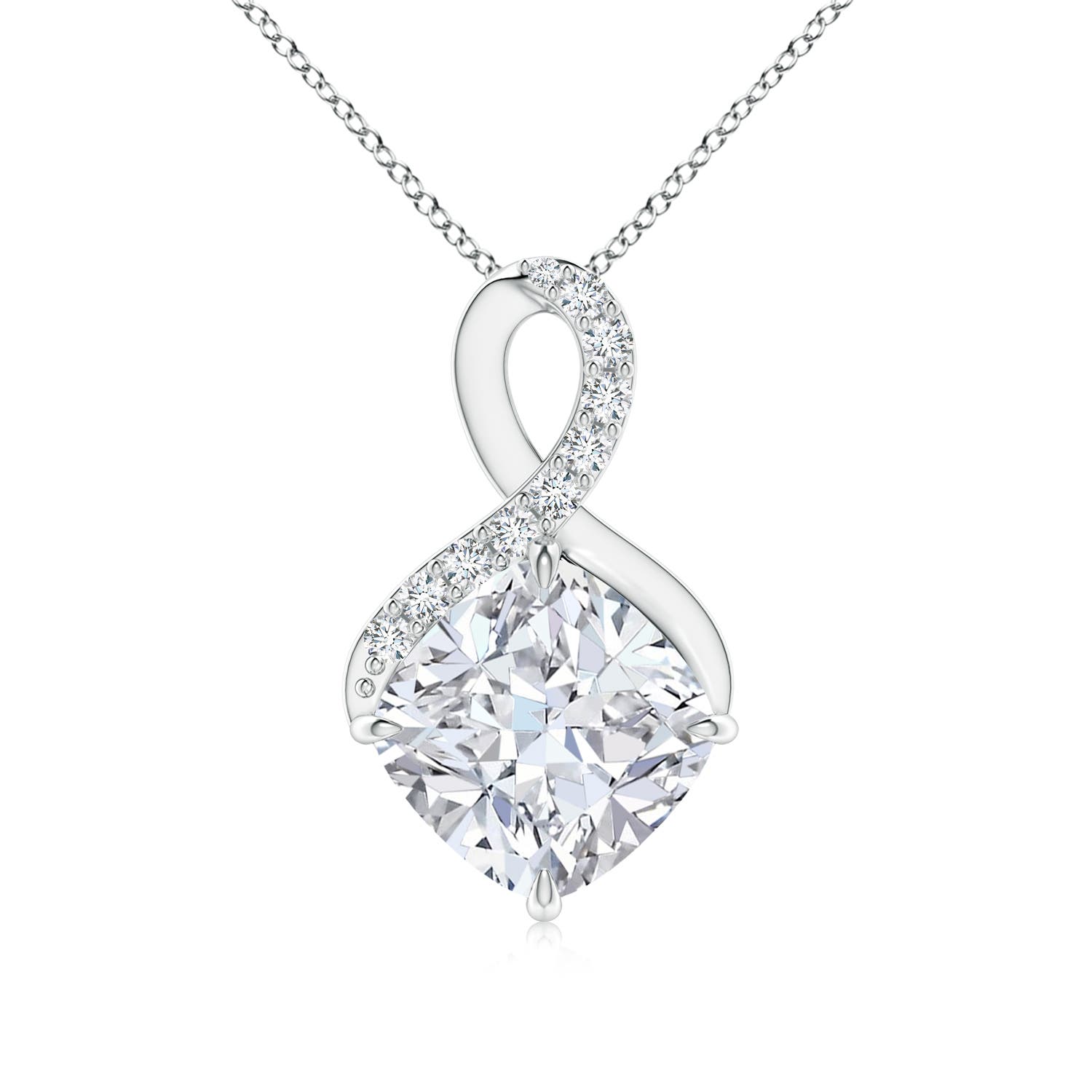 8mm FGVS Lab-Grown Claw-Set Diamond Infinity Pendant with Diamond Accents in 18CT White Gold