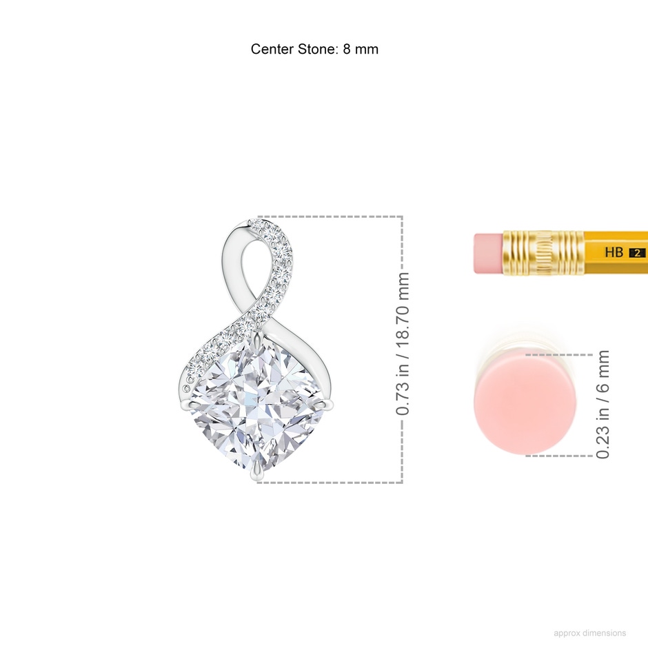 8mm FGVS Lab-Grown Claw-Set Diamond Infinity Pendant with Diamond Accents in P950 Platinum ruler