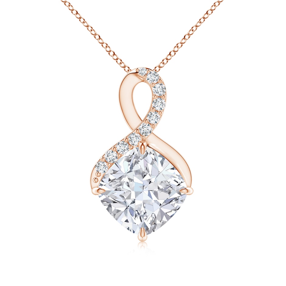 8mm FGVS Lab-Grown Claw-Set Diamond Infinity Pendant with Diamond Accents in Rose Gold 
