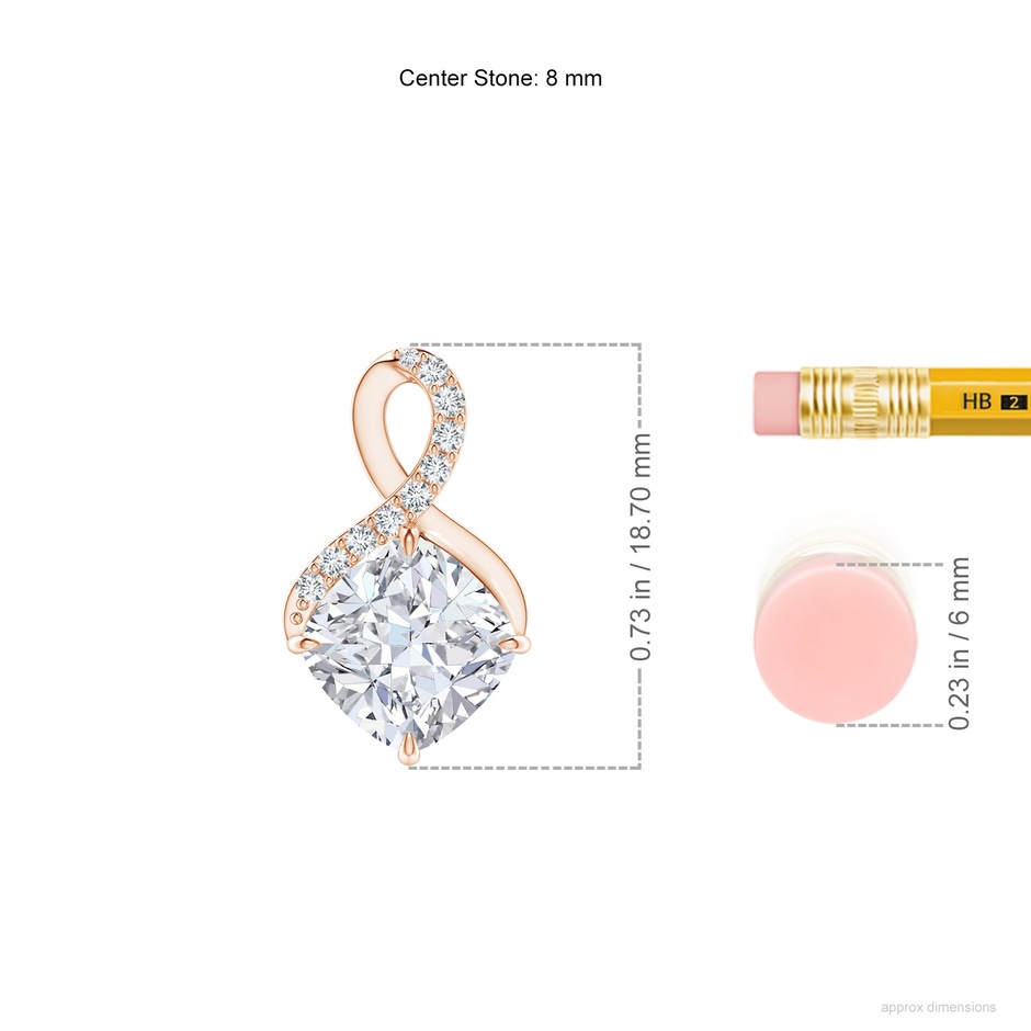 8mm FGVS Lab-Grown Claw-Set Diamond Infinity Pendant with Diamond Accents in Rose Gold ruler