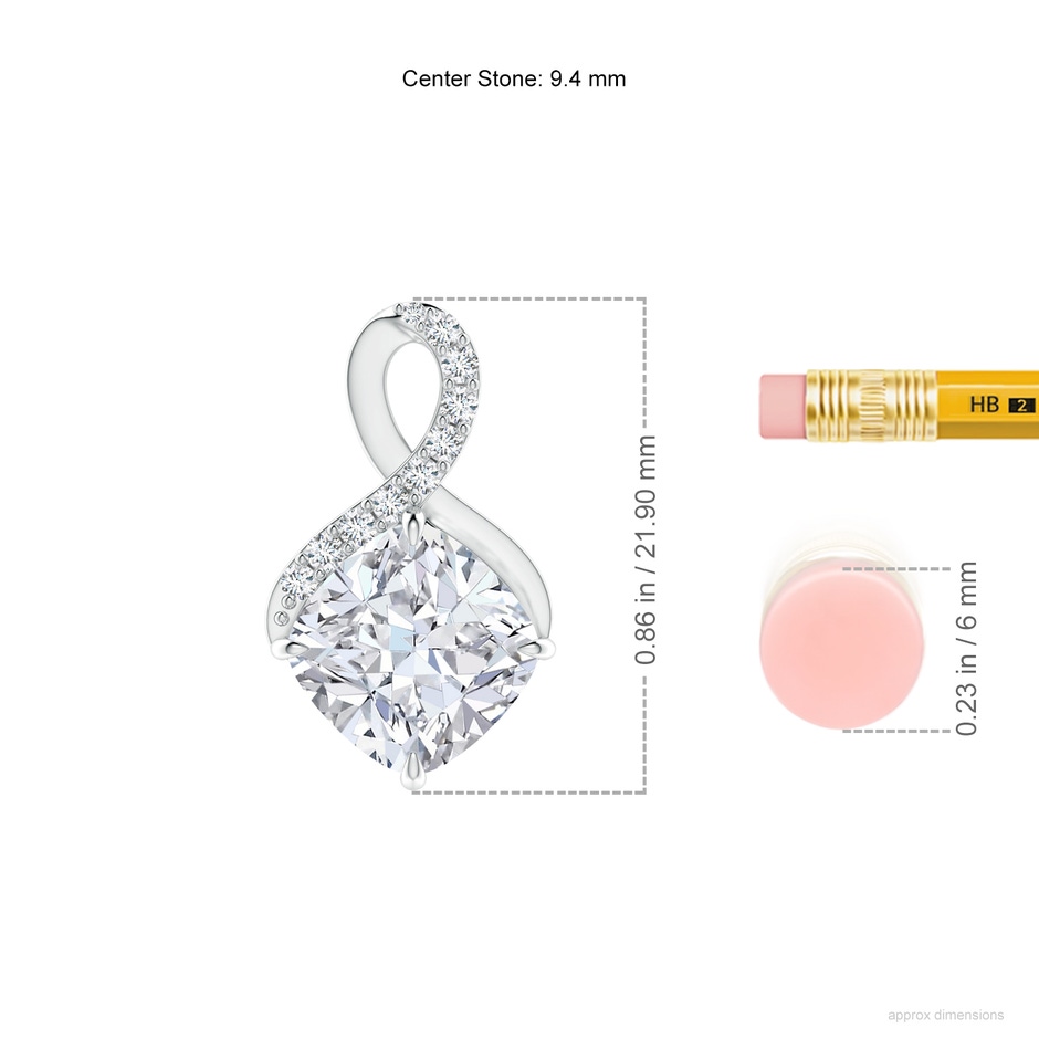 9.4mm FGVS Lab-Grown Claw-Set Diamond Infinity Pendant with Diamond Accents in P950 Platinum ruler