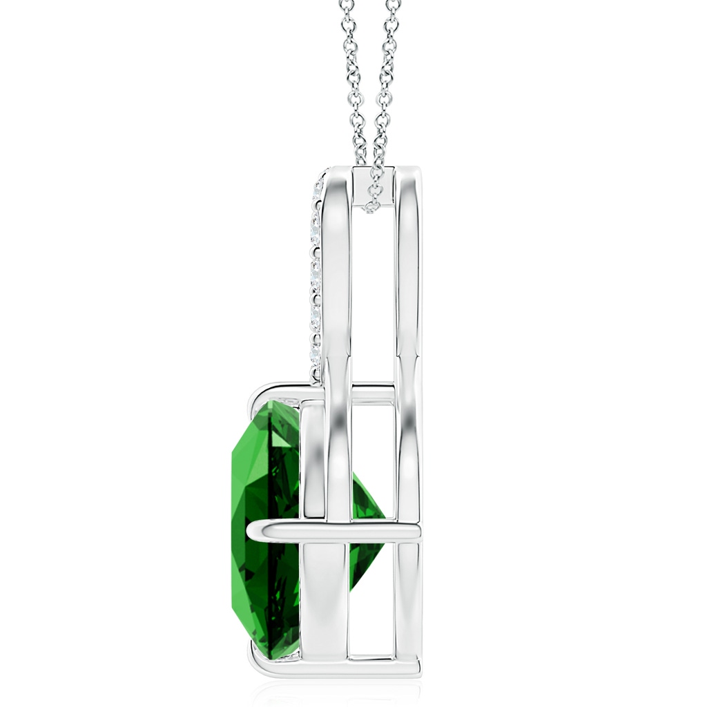 10mm Labgrown Lab-Grown Claw-Set Emerald Infinity Pendant with Diamonds in S999 Silver - side 199