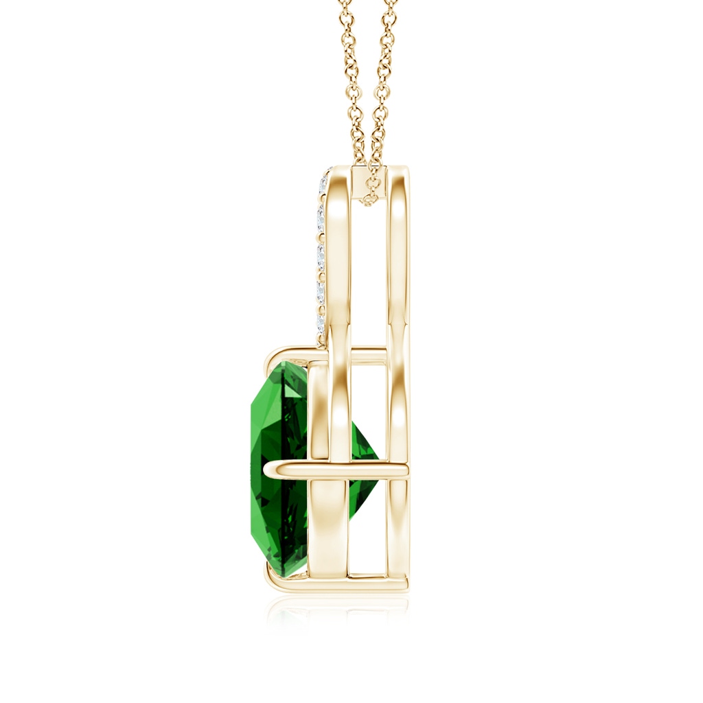 8mm Labgrown Lab-Grown Claw-Set Emerald Infinity Pendant with Diamonds in Yellow Gold - side 199