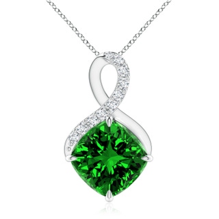 9mm Labgrown Lab-Grown Claw-Set Emerald Infinity Pendant with Diamonds in P950 Platinum