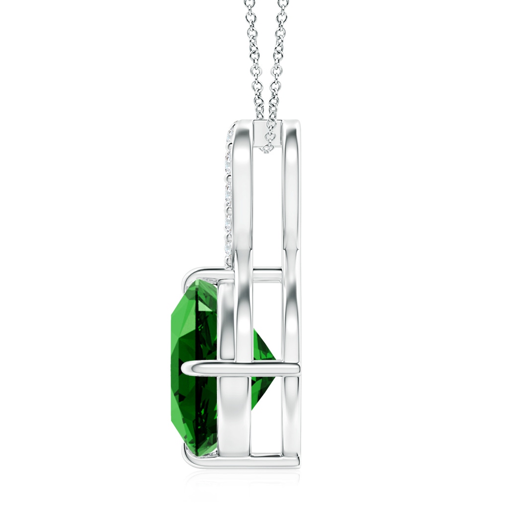 9mm Labgrown Lab-Grown Claw-Set Emerald Infinity Pendant with Diamonds in White Gold - side 199
