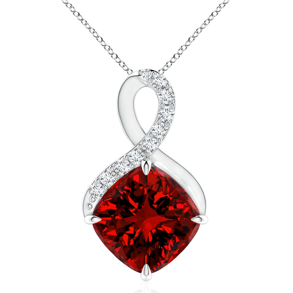 10mm Labgrown Lab-Grown Claw-Set Ruby Infinity Pendant with Lab Diamonds in P950 Platinum