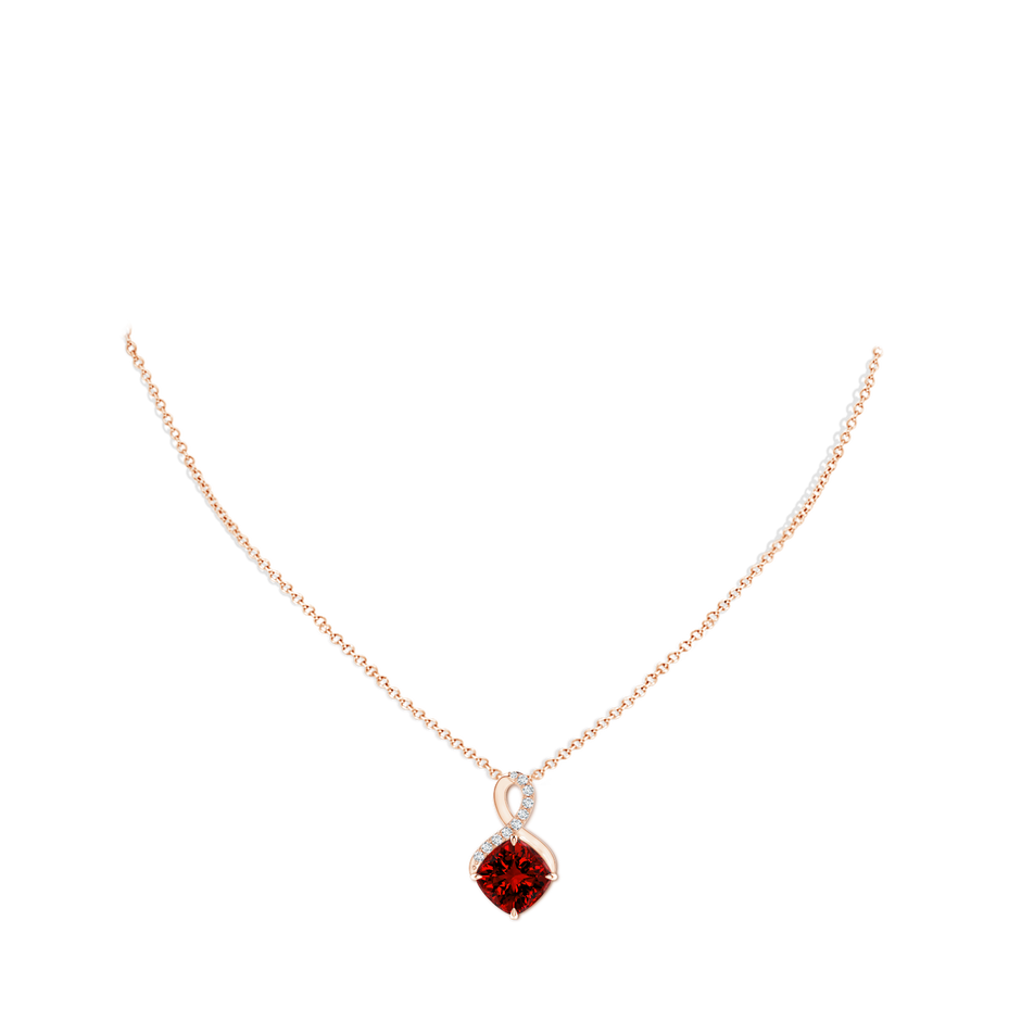 10mm Labgrown Lab-Grown Claw-Set Ruby Infinity Pendant with Lab Diamonds in Rose Gold pen