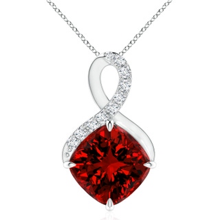 10mm Labgrown Lab-Grown Claw-Set Ruby Infinity Pendant with Lab Diamonds in S999 Silver