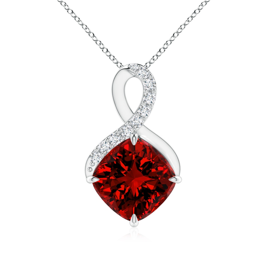 8mm Labgrown Lab-Grown Claw-Set Ruby Infinity Pendant with Lab Diamonds in S999 Silver 