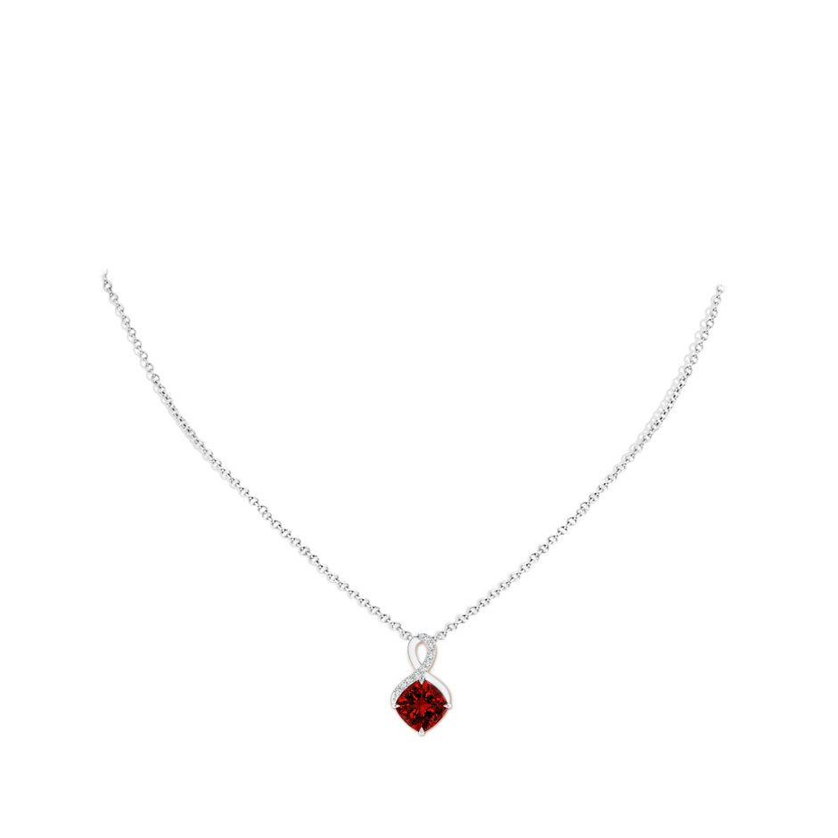 8mm Labgrown Lab-Grown Claw-Set Ruby Infinity Pendant with Lab Diamonds in S999 Silver pen