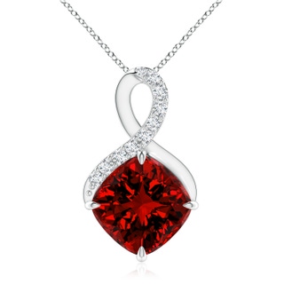 9mm Labgrown Lab-Grown Claw-Set Ruby Infinity Pendant with Lab Diamonds in P950 Platinum