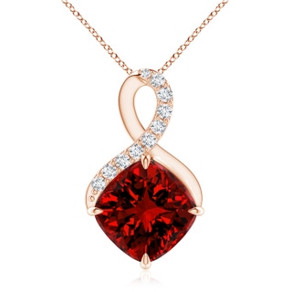 9mm Labgrown Lab-Grown Claw-Set Ruby Infinity Pendant with Lab Diamonds in Rose Gold