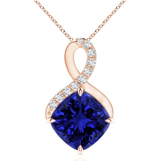 10mm Labgrown Lab-Grown Claw-Set Sapphire Infinity Pendant with Diamonds in Rose Gold