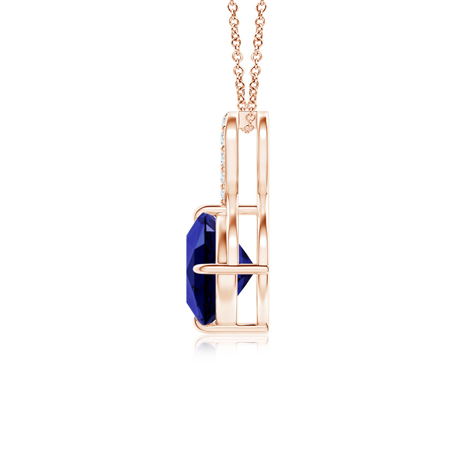 Premium - Lab-Grown Blue Sapphire / 1.05 CT / 14 KT Rose Gold