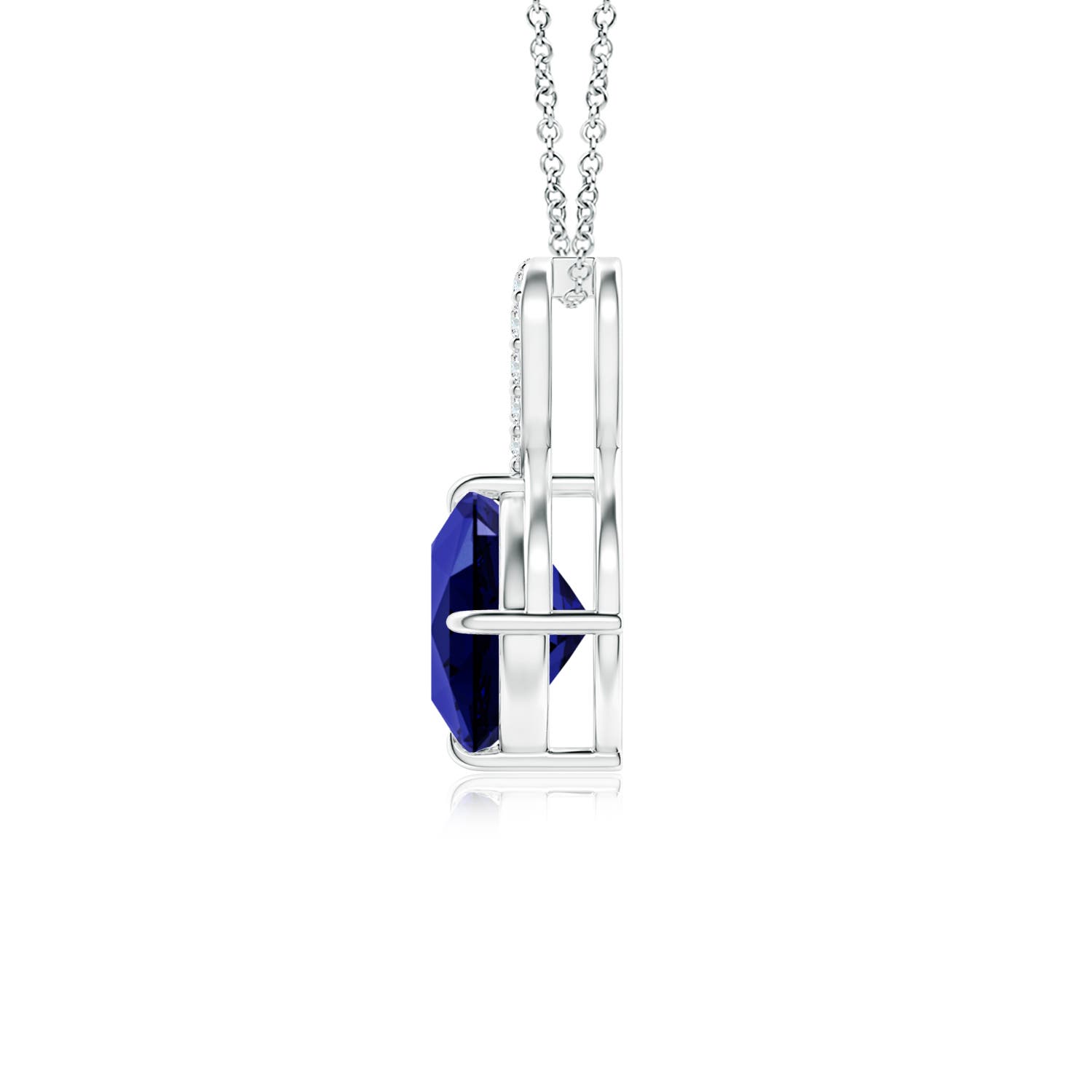 Premium - Lab-Grown Blue Sapphire / 1.05 CT / 14 KT White Gold