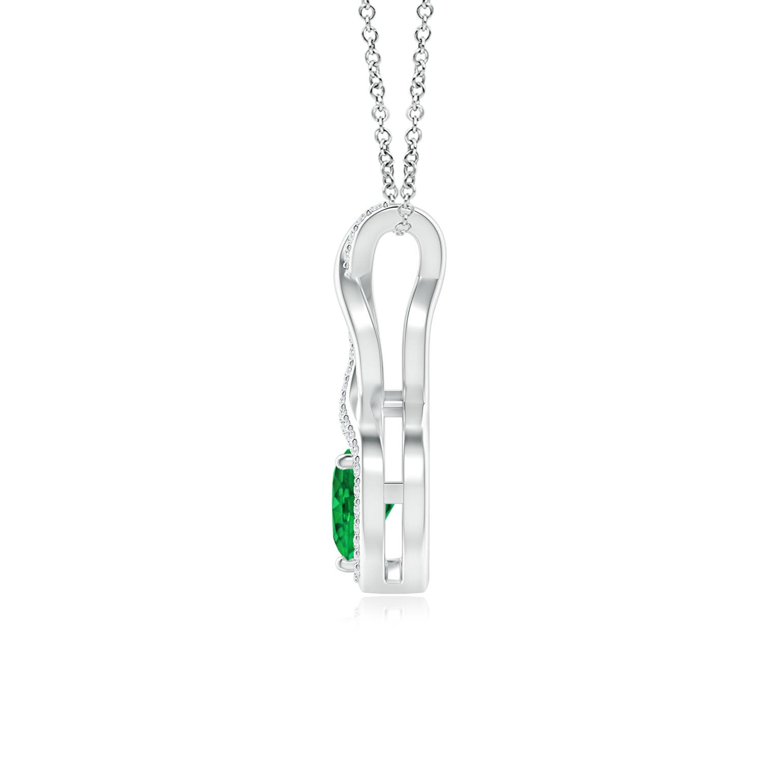 6mm Labgrown Heart-Shaped Lab-Grown Emerald Infinity Pendant with Diamond Accents in White Gold - side 2